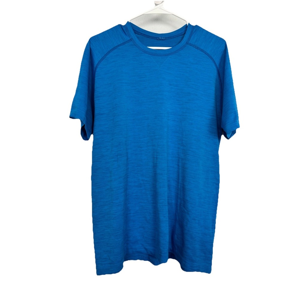 Lululemon‎ Blue Seemless Training Shirt Mens Size M Logo Tee Good Condition
